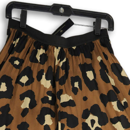 NWT Womens Spotted Brown Leopard Print Knee Length Pull-On Flare Skirt Sz S image number 3