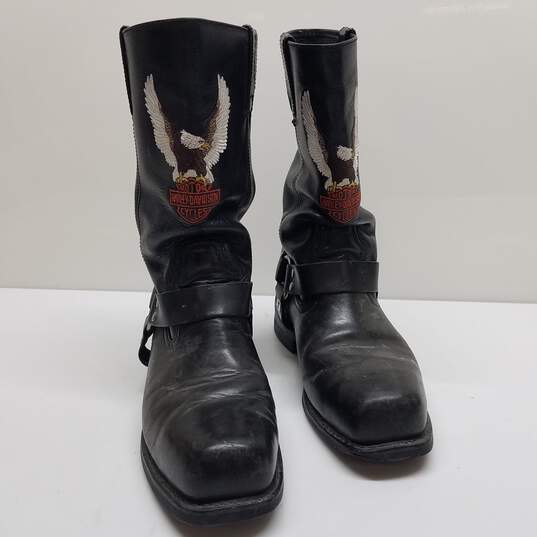 Harley Davidson Leather Motorcycle Boots With Logo Embroidery US Size 10 image number 1