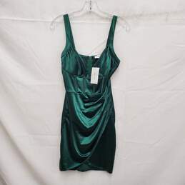 NWT NV/ME Layla Emerald Corset Green Satin Dress Size L