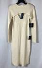 NWT Lulus Womens Ivory Long Sleeve Crew Neck Sweater Dress Size S With Cut Out image number 1