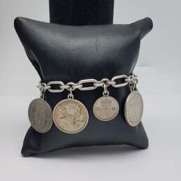 Sterling Silver 5-Coin From Around The World 7" Bracelet 39.5g