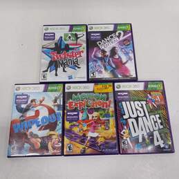 Lot of Five Assorted Microsoft Xbox 360 Kinect Video Games