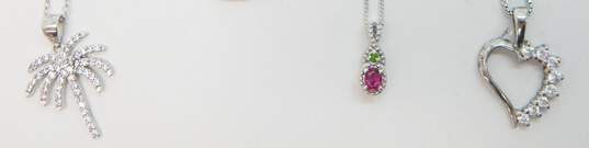 Contemporary Sterling Silver Pink Tourmaline Tsavorite & CZ Necklaces 7.5g image number 2