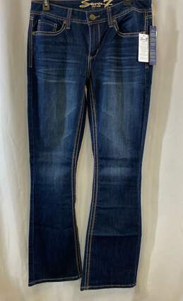 NWT Seven7 Womens Blue Mid Rise Medium Wash Denim Bootcut Leg Jeans Size 10