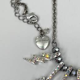 Designer Betsey Johnson Silver-Tone Multi Crystal Charm Pendant Necklace alternative image