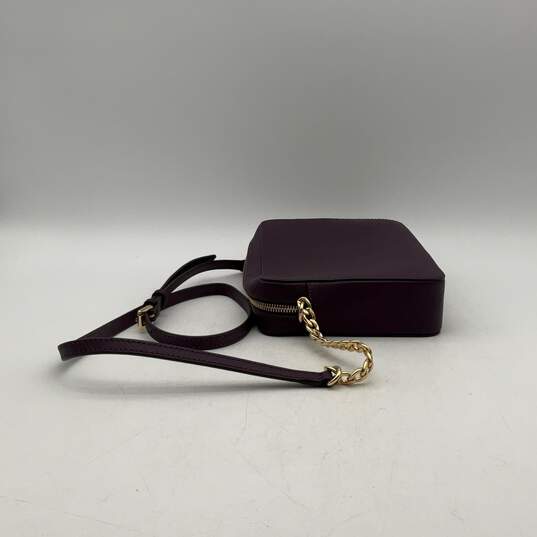 Womens Purple Leather Adjustable Chain Strap Zip Crossbody Purse image number 5