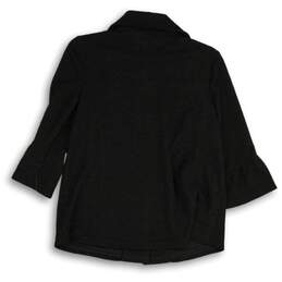 JM Collection Womens Black Textured Bell Sleeve Button Front Jacket Size XS alternative image
