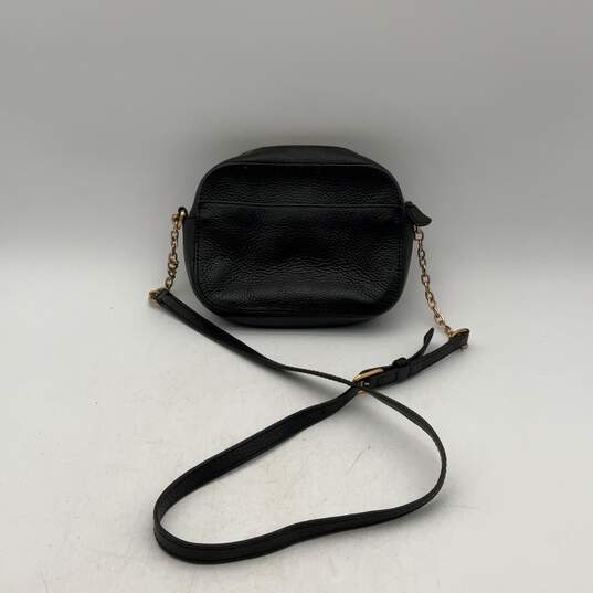 Tory Burch Womens Black Leather Zipper Adjustable Strap Crossbody Bag Purse image number 2