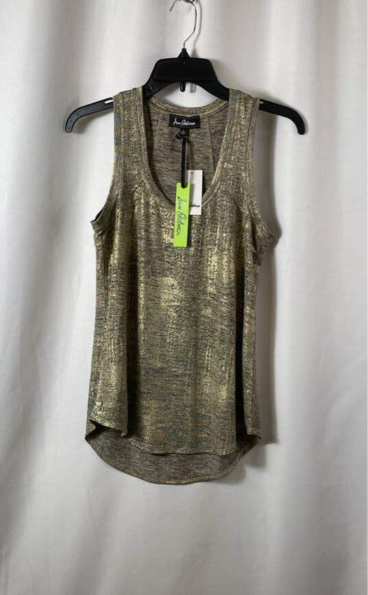 NWT Sam Edelman Womens Gold Shimmer Sleeveless Pullover Tank Top Size Small image number 1