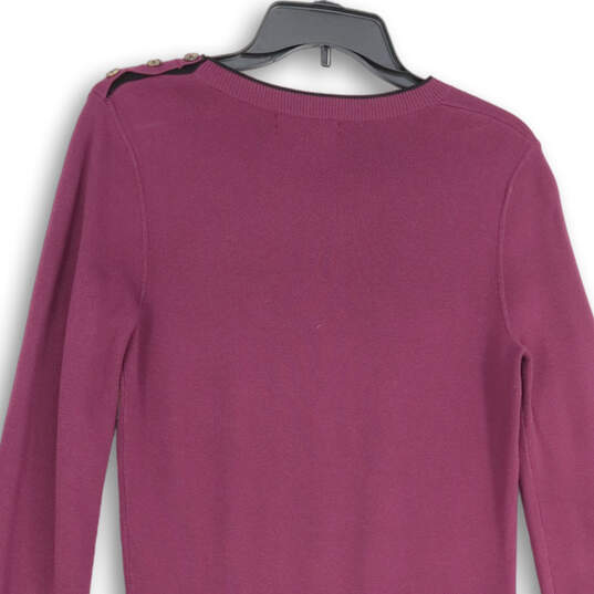 Womens Purple Long Sleeve Crew Neck Pullover Sweater Dress Size Small image number 4