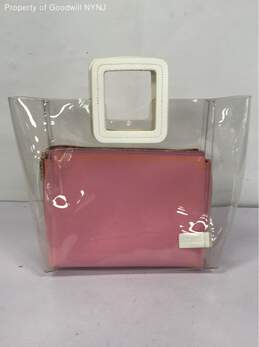 STAUD Shirley Clear Small PVC with Pink Leather Pouch