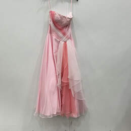 NWT Womens Pink Pleated Front Strapless Back Zip Prom Maxi Dress Size 4