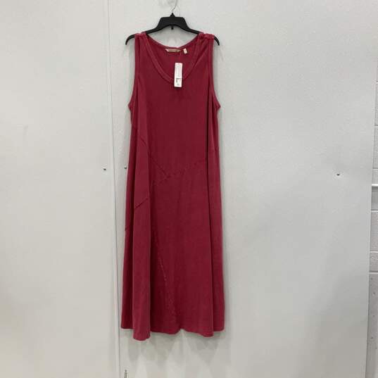 NWT Soft Surroundings Womens Red Round Neck Sleeveless Shift Dress Size 2X image number 1