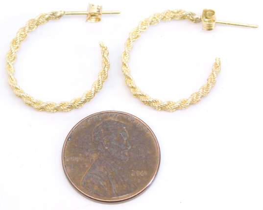14K Yellow Gold Braided Hoop Earrings 3.0g image number 7
