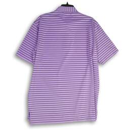 NWT Peter Millar Mens Purple Black Striped Spread Collar Polo Shirt Size Large alternative image