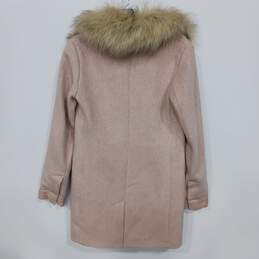 Topshop Faux Fur Collar Pink Pea Coat Style Jacket Size 2 alternative image