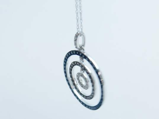 10K White Gold Blue Brown & White Diamond Accent Concentric Circle Necklace 3.1g image number 6