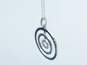10K White Gold Blue Brown & White Diamond Accent Concentric Circle Necklace 3.1g image number 6
