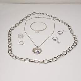 Silver Tones Mother of Pearl Costume Jewelry Collection alternative image