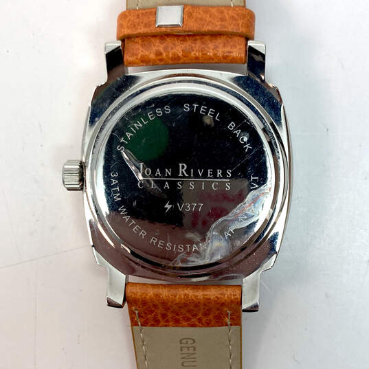 Designer Joan Rivers V377 Silver-Tone Leather Strap Quartz Wristwatch image number 2