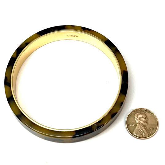 Designer J. Crew Gold-Tone Tortoise Round Shape Bangle Bracelet w/ Dust Bag image number 3