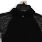 NWT Womens Black Collared Lace Cap Sleeve Keyhole Back Blouse Top Size 6 image number 4
