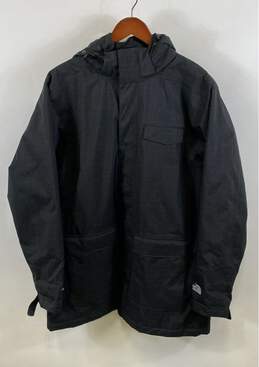 The North Face Mens Black Long Sleeve Pockets Drawstring Hooded Jacket Size L