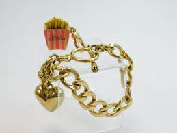 Juicy Couture Gold Tone Heart Toggle Bracelet & French Fry Charm 76g
