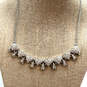 Designer Swarovski Silver-Tone Rhinestone Heart Modern Statement Necklace image number 1
