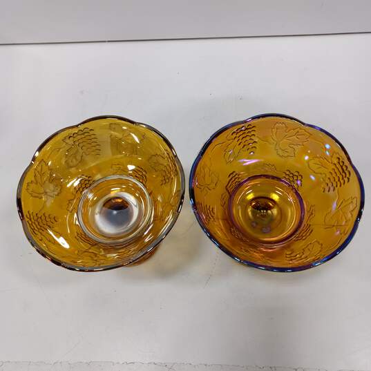 Set of Large Carnival Glass Cups/Serving Pieces image number 2