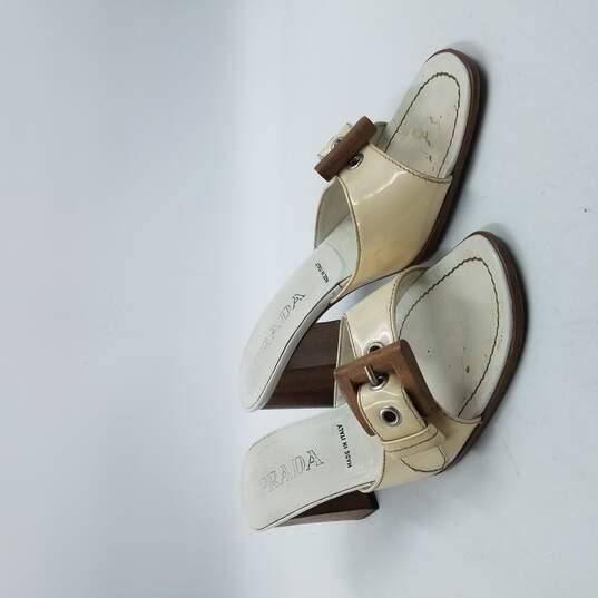 Buy the Prada Buckle Sandals Women's Sz 6 Cream | GoodwillFinds