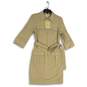 NWT Michael Kors Womens Tan Khaki Collared 3/4 Sleeve Belted Mini Dress Size S image number 1