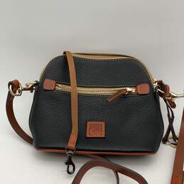 Dooney & Bourke Womens Black Brown Pebble Grain Leather Domed Crossbody Bag alternative image