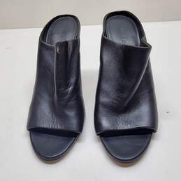 Vince Black Peep Toe Leather Mule Heels Size 9 alternative image