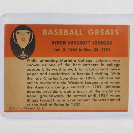 1961 HOF Ban Johnson Fleer Baseball Greats American League Founder image number 3