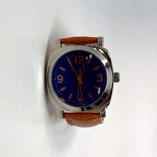 Designer Joan Rivers V377 Silver-Tone Leather Strap Quartz Wristwatch image number 1