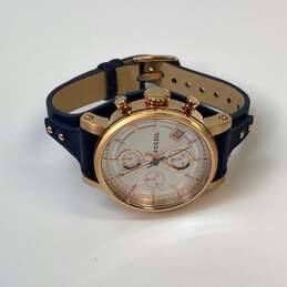 Designer Fossil ES3838 Boyfriend Blue Leather Strap Chronograph Wristwatch alternative image