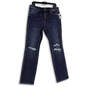 NWT Womens Blue Denim Medium Wash Distressed Straight Leg Jeans Size 31 image number 1