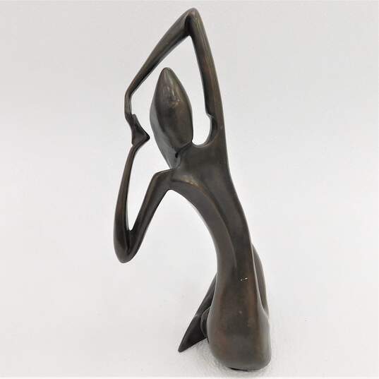Modern Art Deco Style Bronze Statue Of Long Haired Stretching Woman Home Décor image number 3