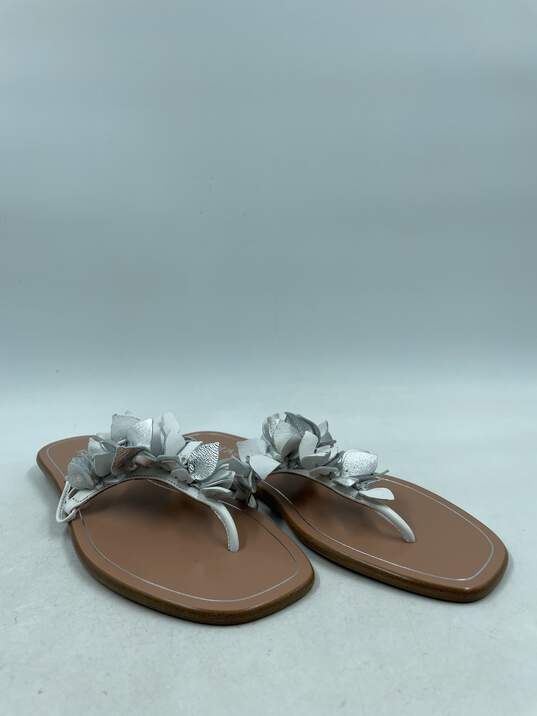 Authentic Aquazzura Silver T-Bar Sandals W 6 image number 3