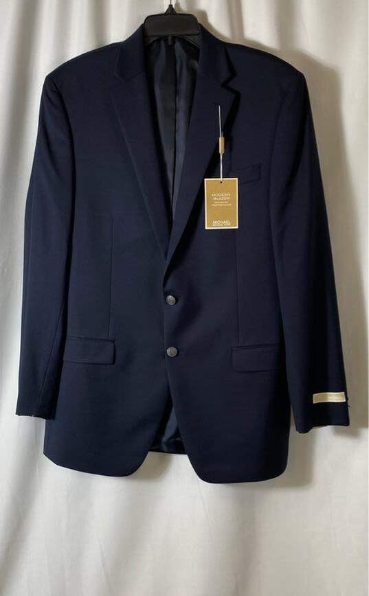 NWT Michael Kors Mens Navy Blue Notch Lapel Two-Button Sport Coat Size 42 image number 1