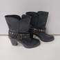 Fossil women's Black Leather Heeled Harness Boots Size 8 image number 3