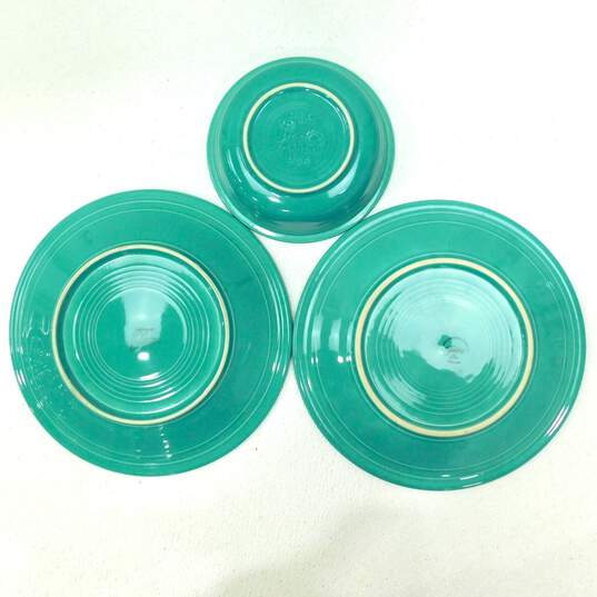 Fiesta ware Turquoise Blue 10 1/2" Dinner Plates Set of 2 & 1 Bowl image number 3