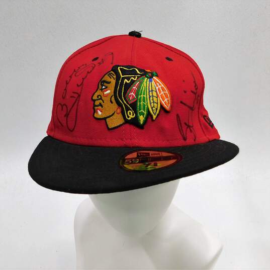 HOF Bobby Hull HOF Stan Mikita Autographed Chicago Blackhawks Hat image number 1