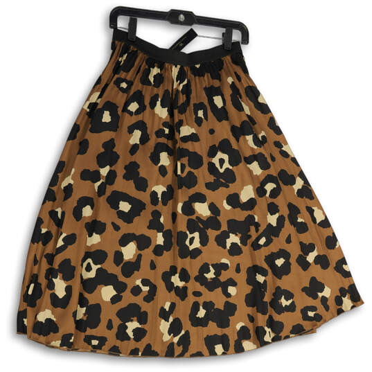 NWT Womens Spotted Brown Leopard Print Knee Length Pull-On Flare Skirt Sz S image number 1