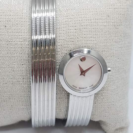 Movado Swiss Sapphire Crystal White Dial Stainless Steel Women's Watch image number 2