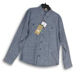 NWT Tailor Vintage Mens Blue Denim Long Sleeve Collared Button-Up Shirt Size M