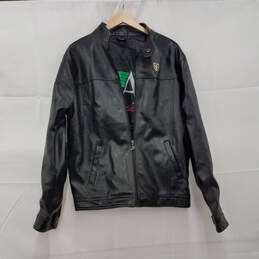 Armani Collezioni Black Faux Leather Jacket Size XL