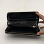 Womens Black White Leather Inner Pockets Card Holder Zip-Around Wallet image number 6
