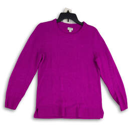 Womens Purple Knitted Crew Neck Long Sleeve Pullover Sweater Size Small